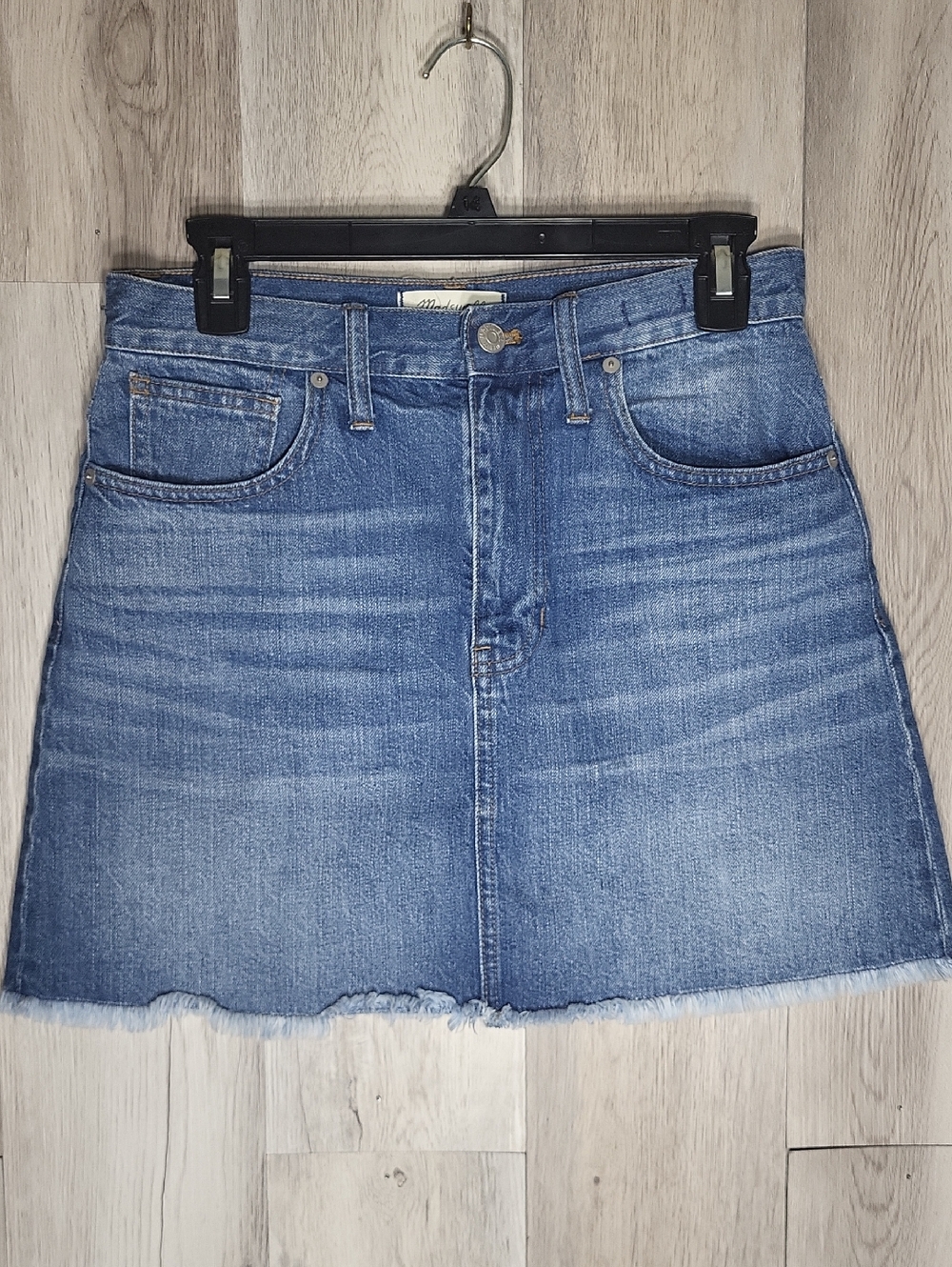 Madewell Rigid Denim A Line Skirt Womens 27 Raw Hem‎ High Rise Mini